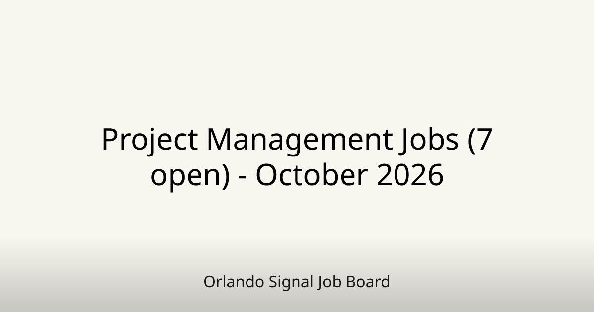 Project Management Jobs (7 open) - October 2026