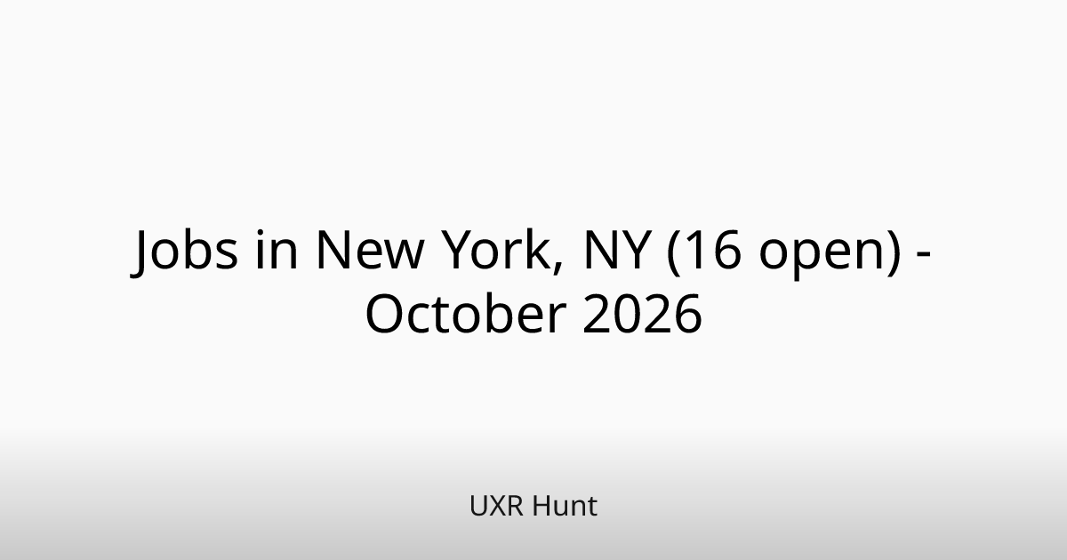 Jobs in New York, NY (16 open) - October 2026